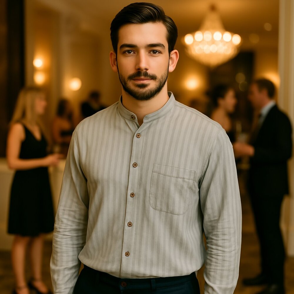 Global Mind Mens Vintage Striped Button-Up Cotton Shirt Size S